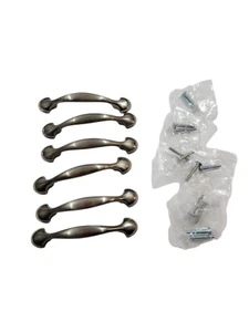 6 Liberty 3" Hole Span Satin Nickel Silver 1/2 Round Drawer Pulls & Screws AS IS - Picture 1 of 15
