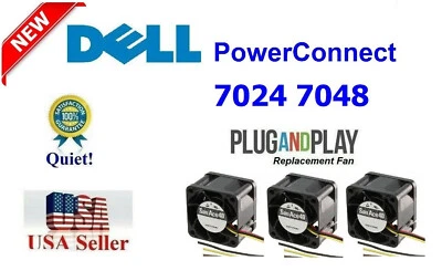 Pack of 3x Quiet version Fans for Dell PowerConnect 7024 7024F Low noise - Image 1 of 4