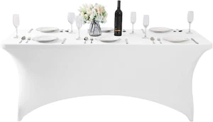 6ft Stretch Spandex Table Cloth Rectangular Fitted Protector for Wedding Folding - Picture 1 of 12
