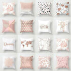 Rose Gold Cushion Cover Pink&Grey Geometric Marble Pillow Case Sofa Room Decor