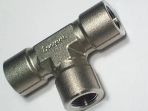 1- Swagelok Stainless Steel Pipe Tee Fitting, 3/8" Female NPT,   SS-6-T - Picture 1 of 3