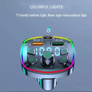 Bluetooth Car FM Transmitter, Dual USB Port and Type C PD Car Charging - Picture 1 of 7