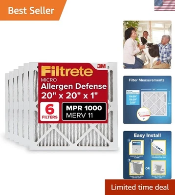 Allergen Defense 20x20x1 MERV 11 Air Filters - 3- Replacement, 6 Count - Image 1 of 4