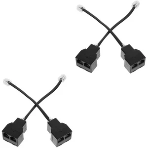 2 Pack Telephone Adapter Travel Home Connector Cable Splitter Jack - Picture 1 of 12
