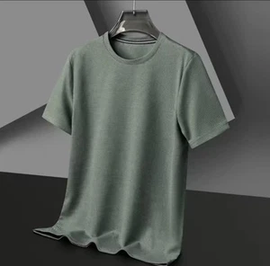 Young Men's Waffle Fabric Short Sleeve Shirt Green  (Lg) - Picture 1 of 3