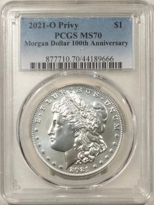 2021-O PRIVY $1 MORGAN DOLLAR COMMEMORATIVE - PCGS MS-70, 100TH ANNIVERSARY! - Image 1 of 3