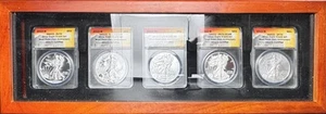 2013 West Point 25th Anniv. Silver Eagle 5 coin Set:EU, RP, MS, PR, SP 70 ANACS - Picture 1 of 8