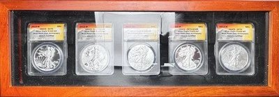 2013 West Point 25th Anniv. Silver Eagle 5 coin Set:EU, RP, MS, PR, SP 70 ANACS - Image 1 of 4