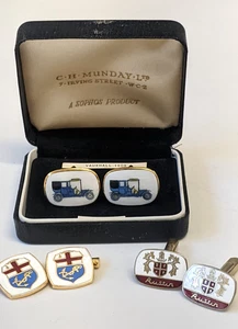 Job Lot Vintage Cufflinks Austin Motors Vauxhall 1909 Lloyds Motor Club Enamel - Picture 1 of 6