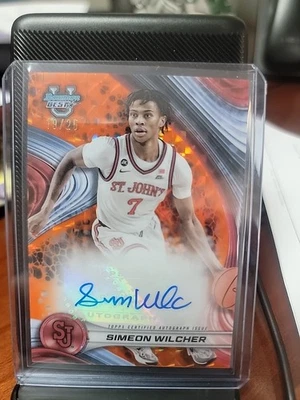 2024-25 Bowman U Best Simeon Wilcher Auto Orange Refractor /25 - Texas Longhorns - Image 1 of 2