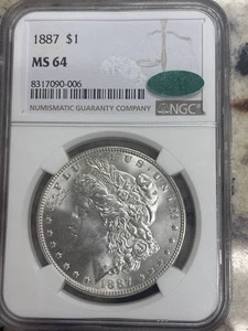 1887 Morgan Silver Dollar NGC MS-64 - Picture 1 of 2