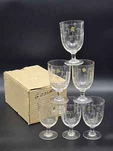 6 NOS Original Box NORITAKE Japan SASAKI Bamboo CRYSTAL Water WINE GOBLET Tiki - Picture 1 of 8