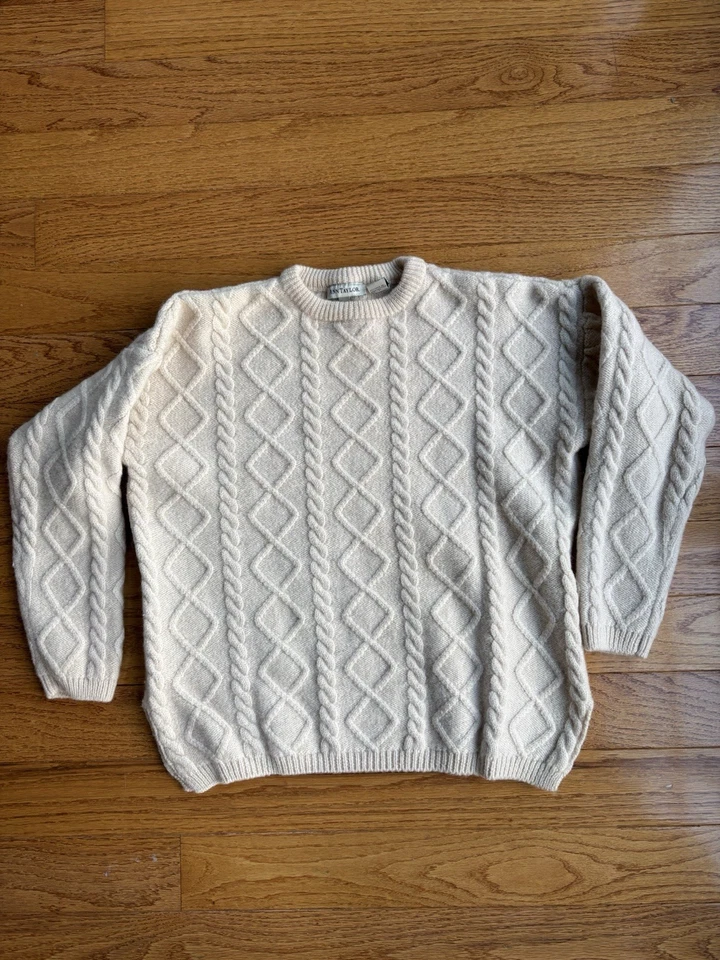 Vintage Ann Taylor Cable Knit Fisherman Wool Sweater Ivory Beige Women’s S - Image 1 of 4