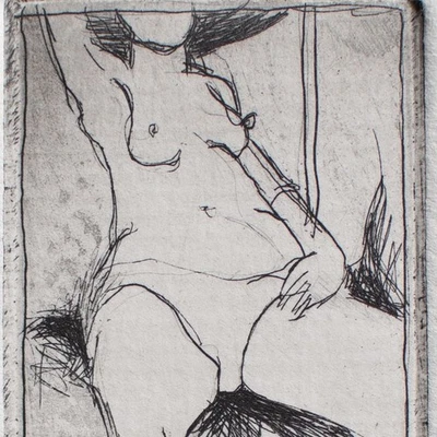 Viktoria Graf Frauenakt liegend Zeitgenössische Kunst sign Radierung 2009 II 5/8 - Bild 1 von 4