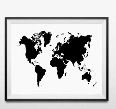 Impresión de póster artístico de mapa del mundo. Gran regalo/decoración del hogar minimalista Foto 1 de 4