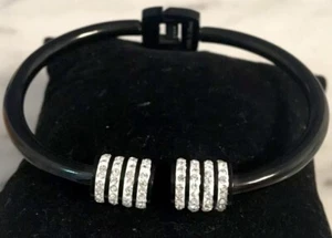 beautiful designer inspired collection Cz Pave ends Black Ion Bracelet Gift - Picture 1 of 10