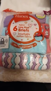 Brand New Hanes Girls Breathable Cotton Low Rise Briefs 6 Pair Size 10 Pastels - Picture 1 of 2