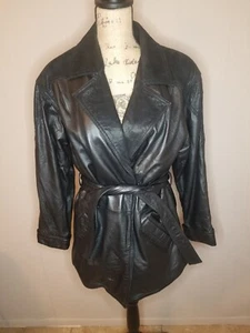 Wilson's Giacca di Pelle con Cintura Thinsulate Isolamento Termico | Taglia M | Nero - Foto 1 di 9