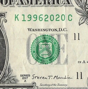 1996 2020 Tombstone Double Date Note Fancy Serial Number One Dollar Bill - Picture 1 of 11
