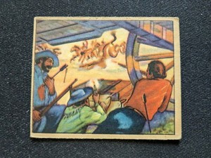 1949 Bowman Wild West Card # A-14 Indians Attack Wagon Train (VG/EX)