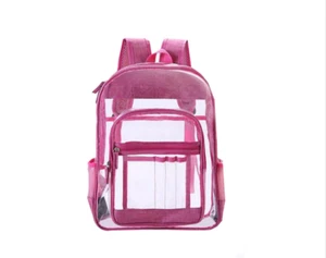 Clear Backpack Heavy Duty PVC Transparent Backpack with Reinforced Strap School - Picture 1 of 5