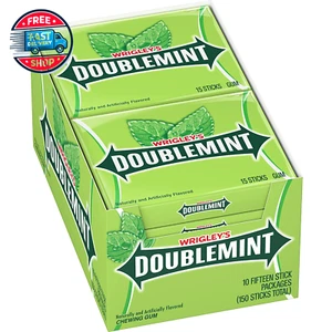 DOUBLEMINT Mint Gum Chewing Gum Bulk Pack, 15 Stick (Pack of 10) - Picture 1 of 12