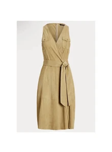 LAUREN RALPH LAUREN Belted 100% Goat Suede Sleeveless Dress Size 14 NWT - Picture 1 of 8
