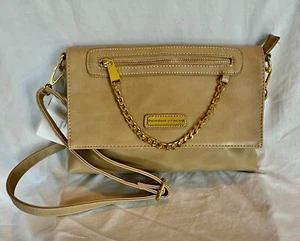 NWT Adrienne Vittadini $158 Tan Shoulder Crossbody PU Leather Bag Purse - Picture 1 of 13