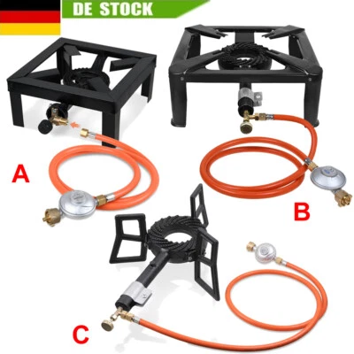 Gaskocher Hockerkocher Gas Kocher Campingkocher Mit 1,5m Schlauch Druckminderer - Bild 1 von 4