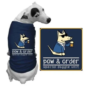 Teddy the Dog Doggie Tee Paw and Order Pet T Shirt Law Enforcement Ltd Edition & - Picture 1 of 6