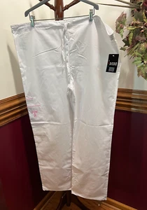 * Dudz Scrub 3pkt drawstring waist Scrub Pants White Pink T Vols Tennessee 2XL - Picture 1 of 6