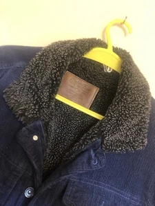 M&S Eighty Four Jacket Mens Medium Blue Trucker Fleece Corduroy Sherpa Cord - Picture 1 of 15