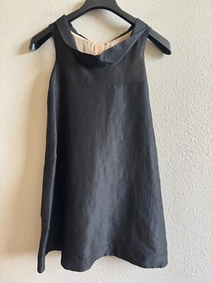 Heidi Merrick Designer Silk Black Shift Dress Tunic Sz 6 EUC Back Tie Gorgeous - Image 1 of 4