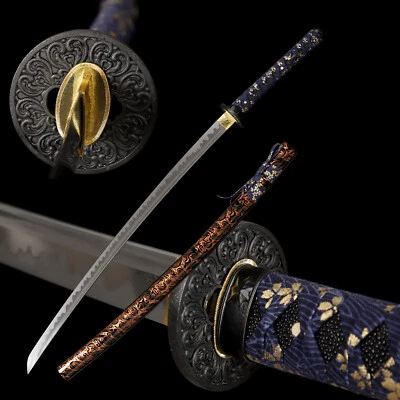 41'' Full Tang Blade Sharp Katana Japanese Samurai Sword Damascus Folded Steel - Image 1 of 4