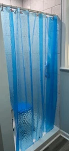 Blue Shower Curtain Liner 100% Waterproof EVA 3D Shower Curtain 72x72 w/ Magnet - Picture 1 of 8