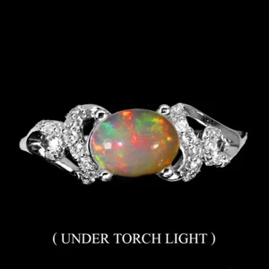 925 Sterling Silver Ring Oval Fire Opal 8x6mm Simulated Cz Gemstone Jewelry 9 - Picture 1 of 10