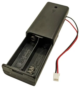AA Battery Holder with Cover and JST Connector (Holds 2 AA Batteries) - Picture 1 of 6