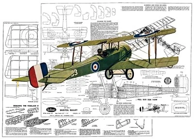 Planes de avión modelo Guillows (FF): Bristol Bullet escala 18" 5/8" goma-Pw'ed Foto 1 de 3
