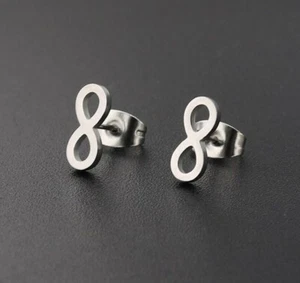 Titan Titanium Ohrstecker Ohrringe Ohrschmuck Infinity Unendlichkeit klein Damen - Bild 1 von 1