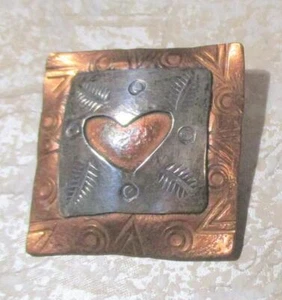 Broche corazón modernista Roggio cobre y plata - Imagen 1 de 3
