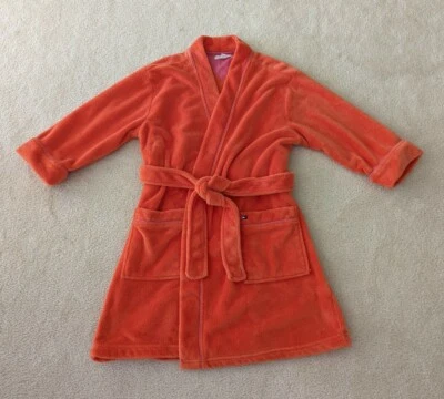 女士 Tommy Hilfiger 睡衣短毛绒长袍橙色带粉红色管道尺寸 S/M — 第 1/4 张图片