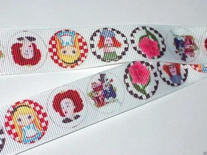 Alice in Wonderland Printed Grosgrain Ribbon Hair Bow Scrapbooking DIY Crafts 2y - Picture 1 of 3