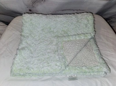 VTG Laura Ashley Baby Blanket Green Sherpa Back Fuzzy Solid Color Soft Lovey - Image 1 of 4