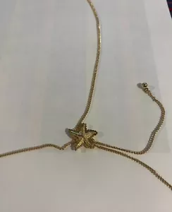 VTG 1982 Avon Starfish Lariat Stationary Textured Gold Tone Chain Necklace W/box - Picture 1 of 3