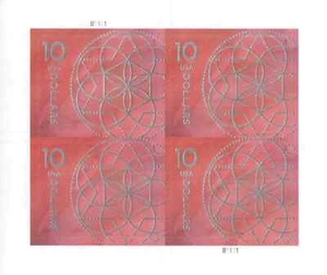 U.S. Floral Geometry Stamps, Sheet of 4 x $10 - Picture 1 of 2