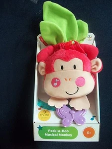 FISHER PRICE PEEK-A-BOO MUSICAL MONKEY CRIB COT PULL DOWN BABY TOY - Picture 1 of 2