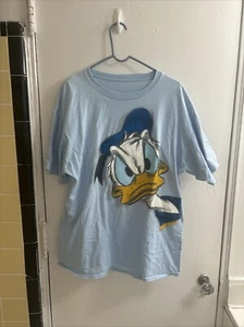 Disneyland Walt Disney Two Sided Donald Duck Retro Blue Printed XL T-Shirt - Picture 1 of 16