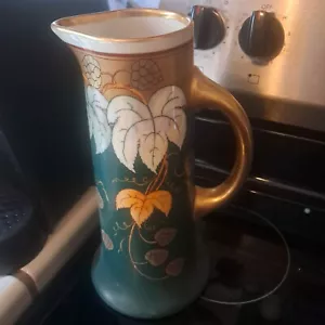 ANTIQUE LIMOGES FRANCE HAND PAINTED TANKARD. Signed by artist. Rare, amazing con - Picture 1 of 2