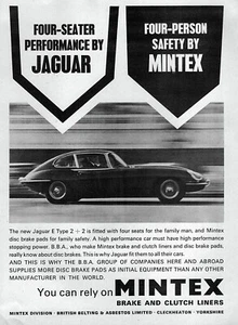 Jaguar E-Type XKE 1966 cupé 2+2 originales frenos Mintex anuncio impreso - Imagen 1 de 1