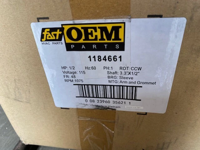 MOTOR HEIL QUAKER / ICP 1184661 115V 1/2HP 1075RPM 5 VELOCIDADES (NUEVO) Foto 1 de 1